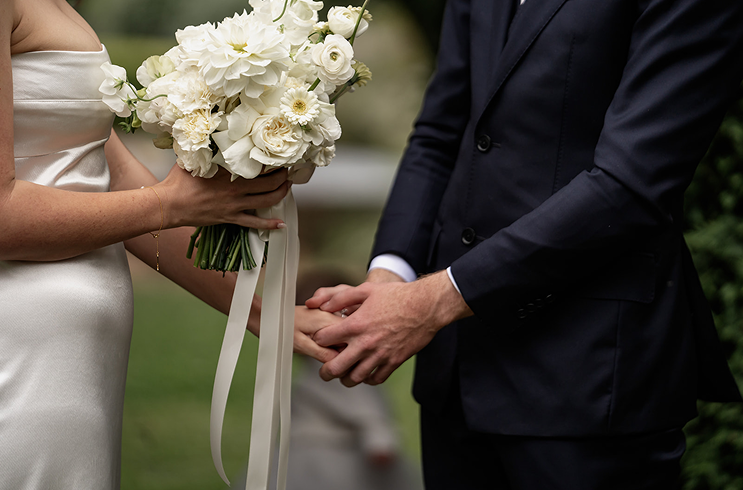 Holding hands with flowers